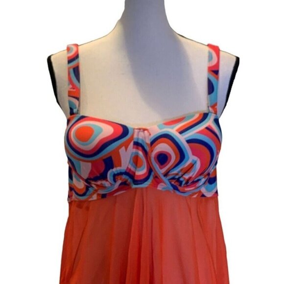 Womens Tankani Swimwear One Piece Size 18 Built In Underwire Bra Multicolor - Picture 6 of 15